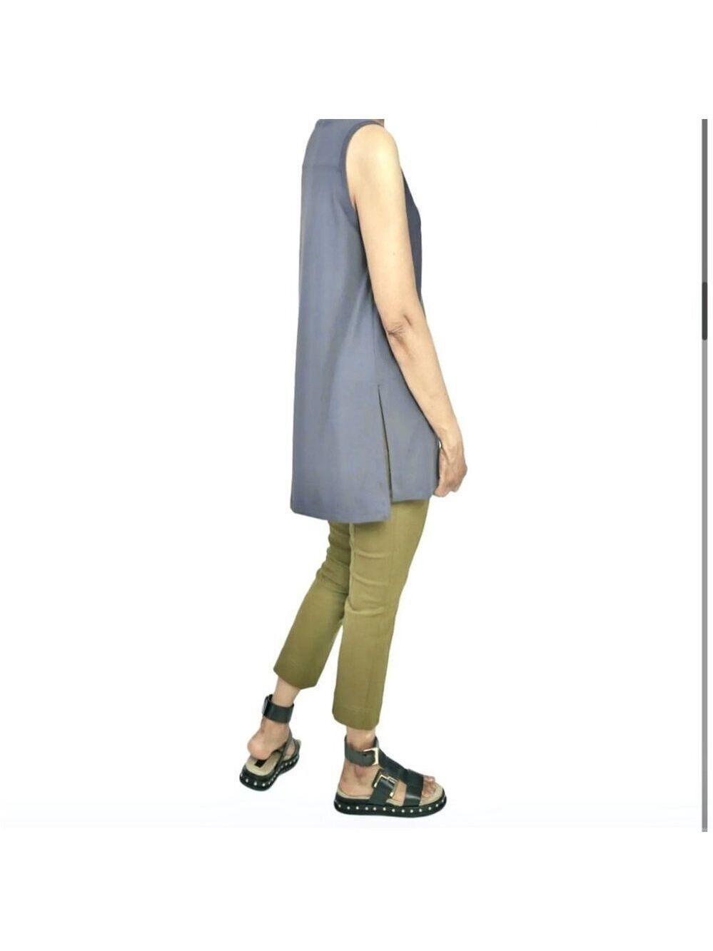 * Ayrtight Dusty Blue Halo Sleeveless Side Vented Tunic Size XS
